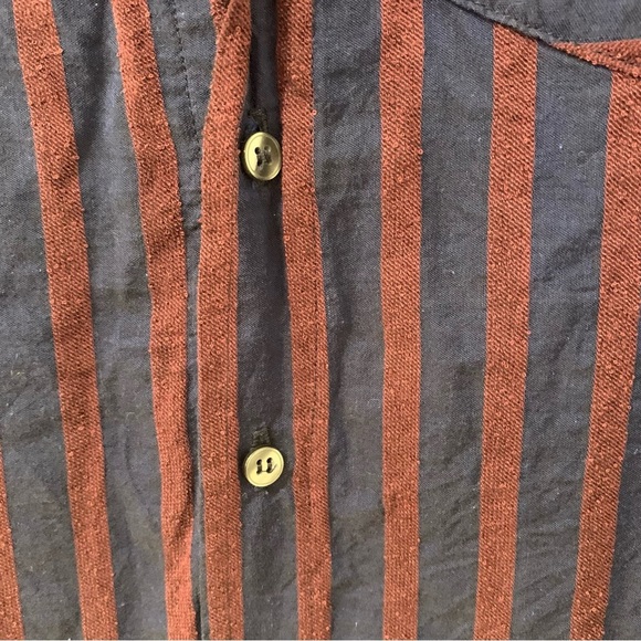 Anthropologie AMO Womens Ruffled Prep Shirt Striped Academia Size Medium FLAWED - Picture 5 of 13